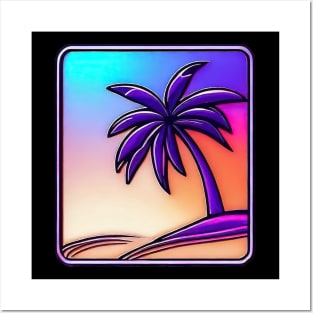 Retro vaporwave palm beach logo Posters and Art